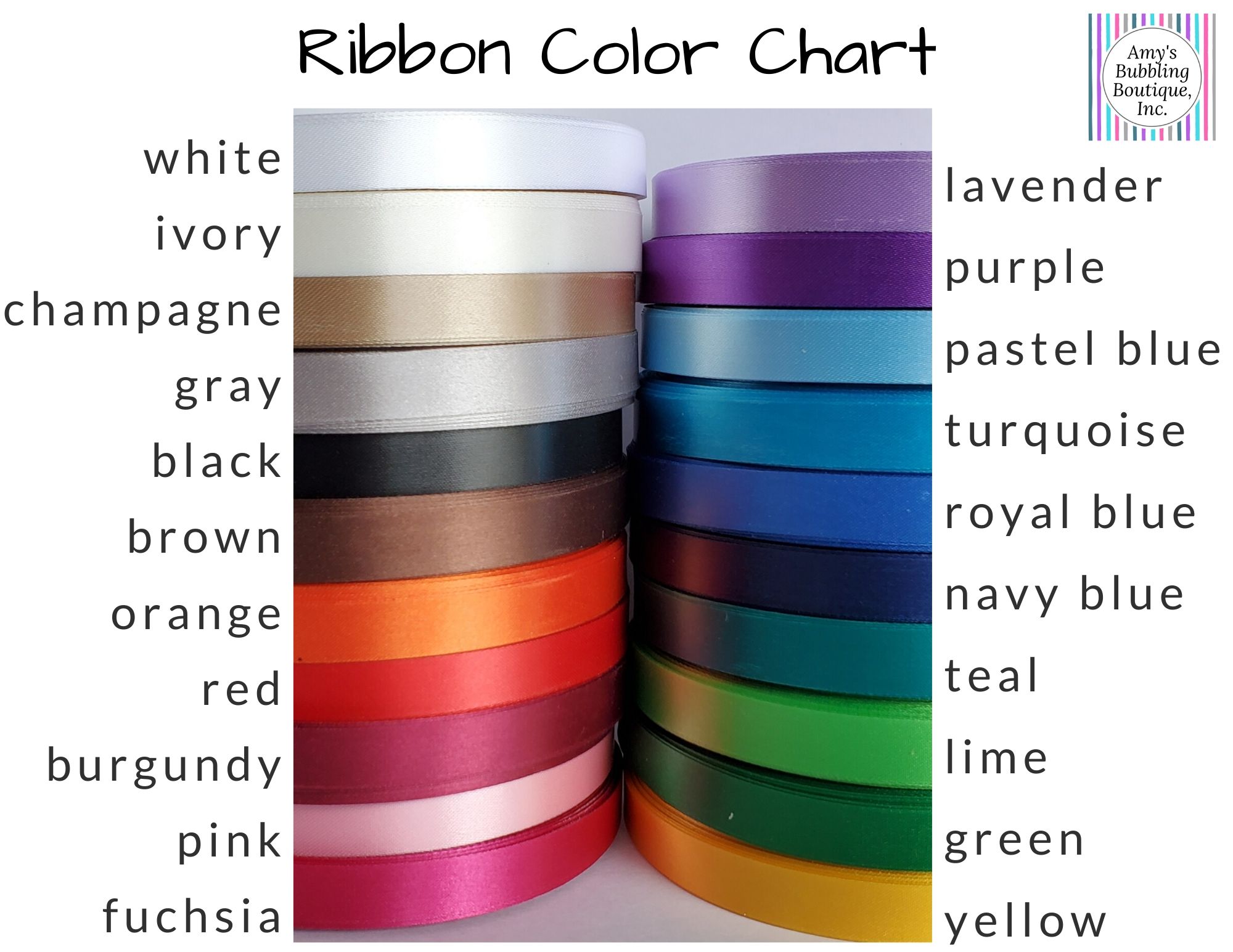 Printable Ribbon Color Chart